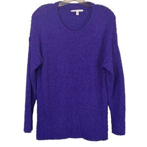 Seven7 Purple Crew Neck Boucle Knit Pullover Sweater